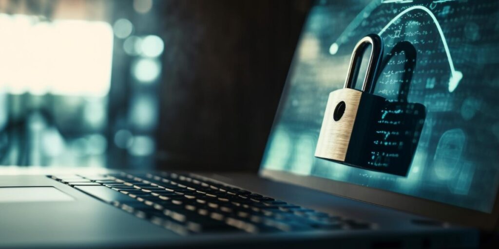 foto de um computador com um cadeado na frente