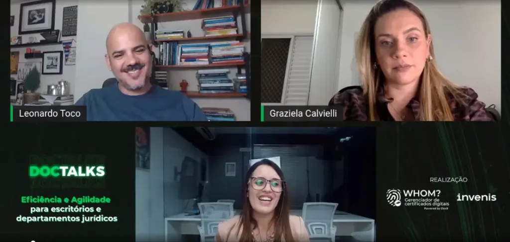 Registro do DocTalks sobre eficiência e agilidade para escritórios e departamentos jurídicos.